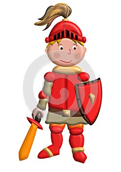 Smiling friendly red knight