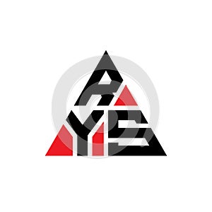 RYS triangle letter logo design with triangle shape. RYS triangle logo design monogram. RYS triangle vector logo template with red