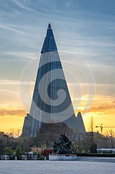 The Ryugyong Hotel in Pyongyang, North Korea