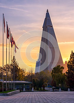 The Ryugyong Hotel in Pyongyang, North Korea