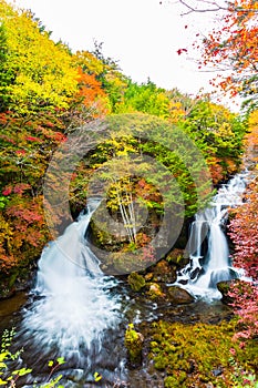 Ryuzu Falls in autumn season at Nikko, Japan
