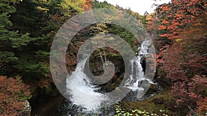 Ryuzu Falls in autumn season at Nikko, Japan.