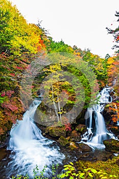 Ryuzu Falls in autumn season at Nikko, Japan