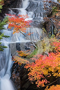 Ryuzu Waterfall Autumn forest Nikko Japan