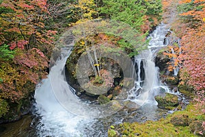 Ryuzu waterfall in autumn, Nikko, Japan