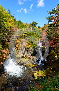 Ryuzu waterfall in Autumn, in Nikko, Japan