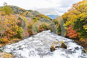 Ryuzu waterfall in autumn at nikko tochigi japan