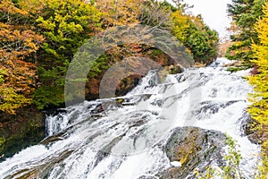 Ryuzu waterfall in autumn at nikko tochigi japan