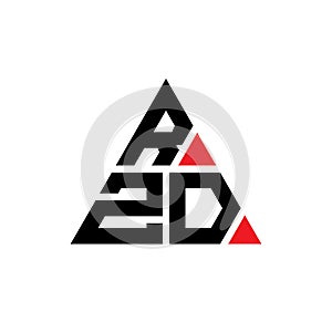 RZD triangle letter logo design with triangle shape. RZD triangle logo design monogram. RZD triangle vector logo template with red