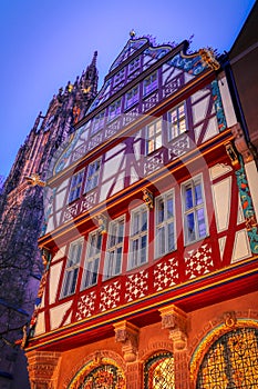 The RÃ¶merberg, center of the city of Frankfurt Germany. It has been the center of the city of Frankfurt since the Middle Ages.