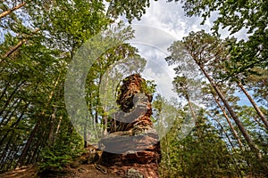 The Römerflesen Rock Formation in Dahner Felsenland, Rhineland-Palatinate, Germany, Europe