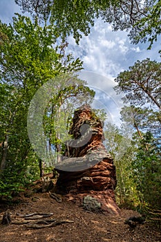 The Römerflesen Rock Formation in Dahner Felsenland, Rhineland-Palatinate, Germany, Europe