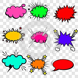 Collection multicolored comic sound Effects.