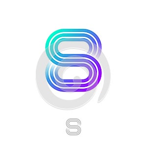 S or 8 logo consist of some lines. Illusory emblem, number 8 like letter S.