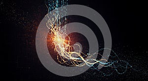 Abstract Digital Data Flow with Binary Code and Energy Burst