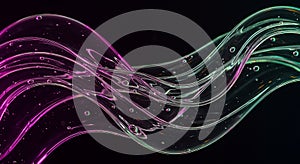 Vibrant Fluid Waves: Abstract Magenta Teal Gel with Bubbles