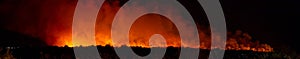 S`Albufera, Majorca, Spain - September 26 2020: Panoramic view of the fire that lasts more than 24 hours in s`Albufera Majorca