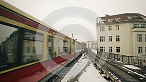 S-Bahn metro train passing station in Berlin