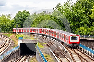 S-Bahn train in Hamburg Hauptbahnhof station