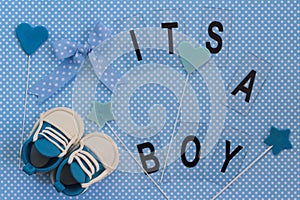 It`s a boy! Baby announcement. Newborn background