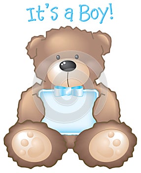 Un simpatico orso di peluche in possesso di un cartello di colore blu.