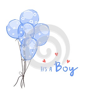 It`s a boy vector illustration. Blue balloons