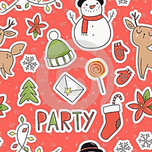 80s Christmas party seamless pattern photo