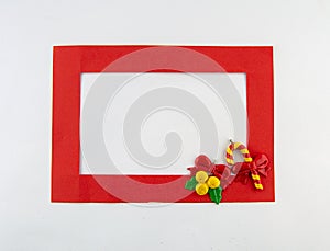 It`s Christmas time! Red frame on white background.