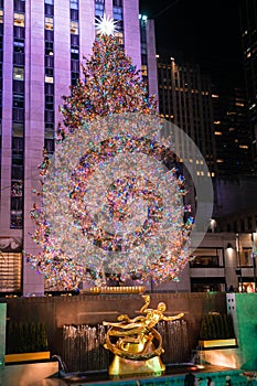 S Christmas tree at Rockefeller Plaza in Midtown Manhattan New York City