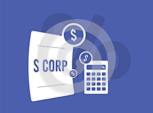 S corp concept - tax-efficient business structure for private corporations. Profits pass through to shareholders, taxed on