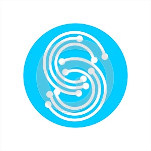 S, CSC, SS initials geometric network line and digital data logo photo