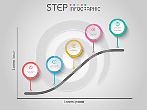 S-curve chart shape elements with steps,road map,options,graph,milestone,processes or workflow.Business data visualization