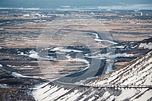 S curved coastal road in Iceland.