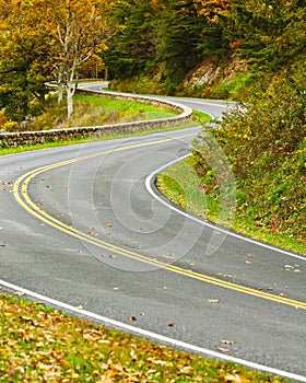 S-Curved Road On Skyline Drive