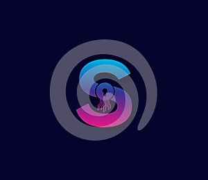 S Cyber Security Technology Logo Design Concept