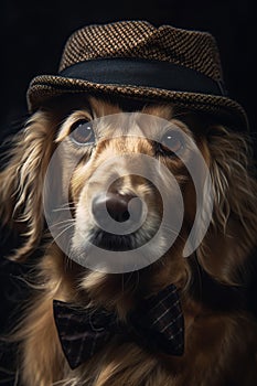 it’s a Dog’s face with different expressions, and props like a top hat, sunglasses