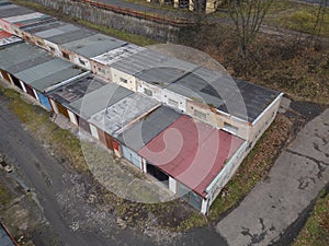 1970s east bloc old historic ruined car parking garage street lane square structure photo