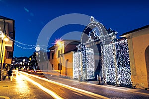 1840s Decorated gate at Christmas time in Follonica, Italy