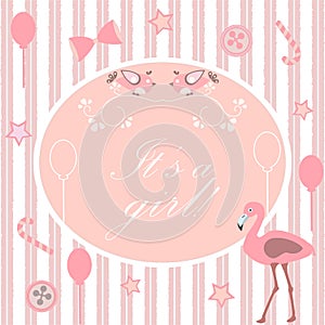 It`s a girl announcement. Baby Shower Collection