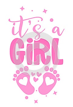 It`s a Girl - pink stickers that have lovely feet with it`s a girl.