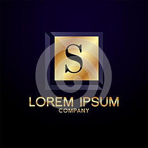 S Letter Alphabet Gold Premium Logo