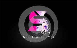 S Letter Artistic Purple Paint Flow Icon Logo Design. Creative Ink Flowing Letter Icon Design Vector