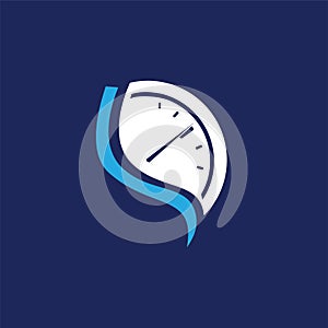 S Letter with Clock stopwatch logo icon vector