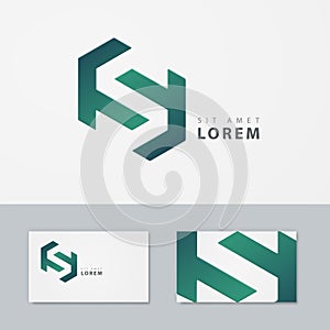 S letter icon business card. Vector template