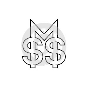 S M S dollar letter logo design concept