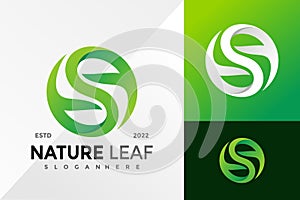 S Monogram with Leaf Logo Design Vector illustration template