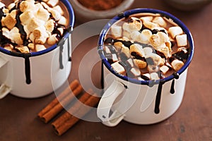 S`mores hot chocolate mini marshmallows cinnamon winter drink