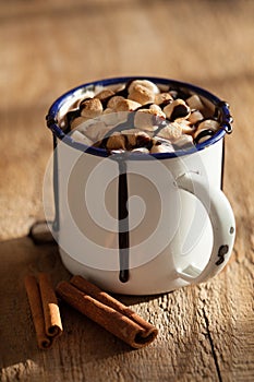 S`mores hot chocolate mini marshmallows cinnamon winter drink