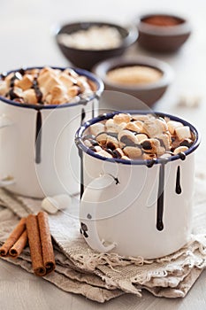 S`mores hot chocolate mini marshmallows cinnamon winter drink