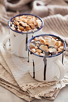 S`mores hot chocolate mini marshmallows cinnamon winter drink